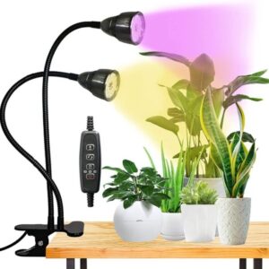 LED Grow Light for Indoor Plant, Gooseneck Dual Head Clip-on Plant Lights for Seedlings Succulents