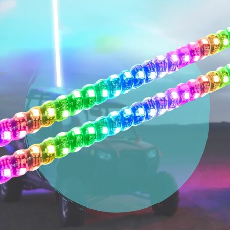 Nilight - TL-27 2PCS 4FT Spiral RGB Led Whip Light with Spring Base