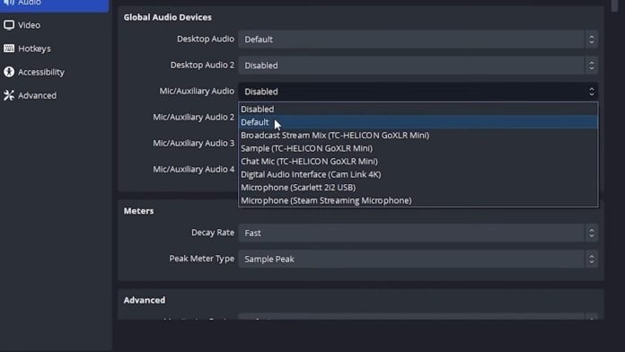 OBS Streaming Audio Settings