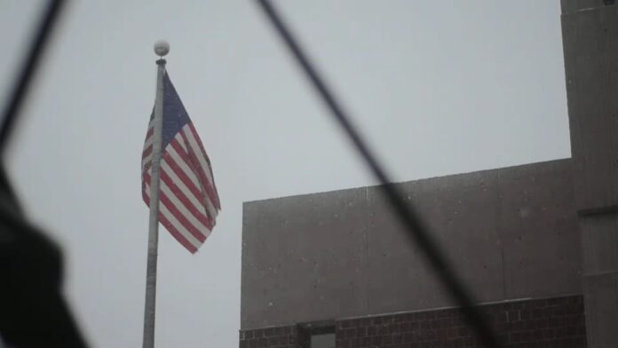 Flagpole in the Snow